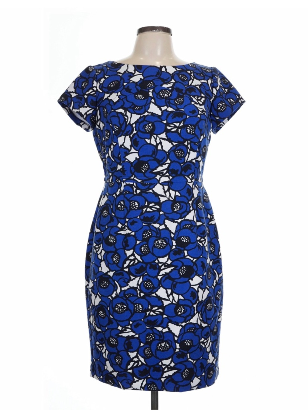 Talbots Blue Classic Floral Springtime Party Midi Sheath Dress Size 10 Petite